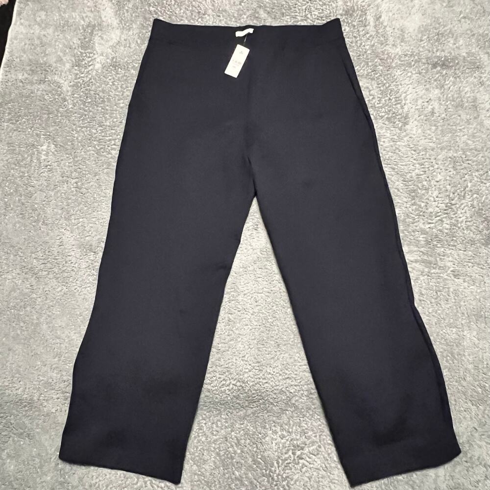 LOFT Pants Womens XXL (39x28) Blue Pull On Straight Leg Ponte Knit Pockets Work